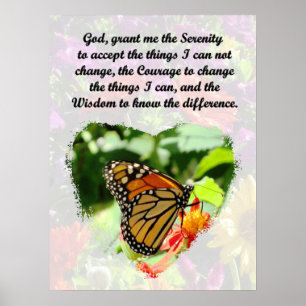 INSPIREREND BUTTERFLES EN FLORAL SERENITY PRAYER POSTER