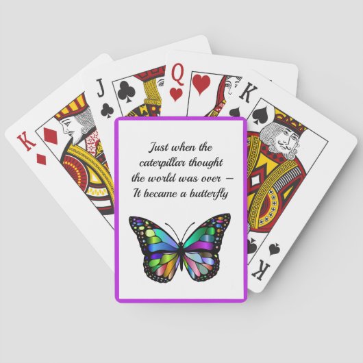 Inspirerend Butterfly Quote Elegant Hopeful Pokerkaarten (Achterkant)