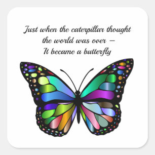 Inspirerend Butterfly Quote Elegant Hopeful Vierkante Sticker