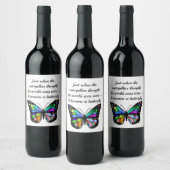 Inspirerend Butterfly Quote Elegant Hopeful Wijn Etiket (Flessen)