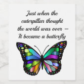 Inspirerend Butterfly Quote Elegant Hopeful Wijn Etiket (Enkel label)