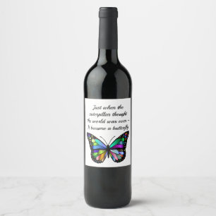 Inspirerend Butterfly Quote Elegant Hopeful Wijn Etiket
