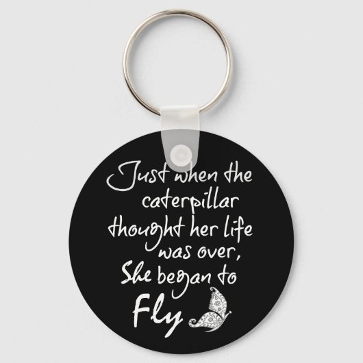 Inspirerend Butterfly Quote Sleutelhanger (Voorkant)