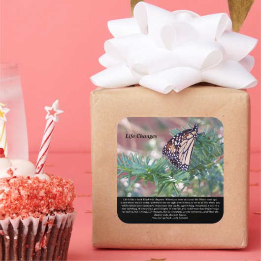 Inspirerend cadeautjes levenswijzigingen vierkante sticker (Feest)