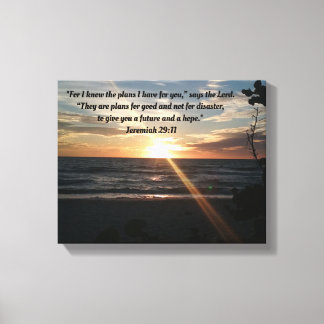 Inspirerend Canvas - Zonsondergang - Jeremia 29:11 Afdruk