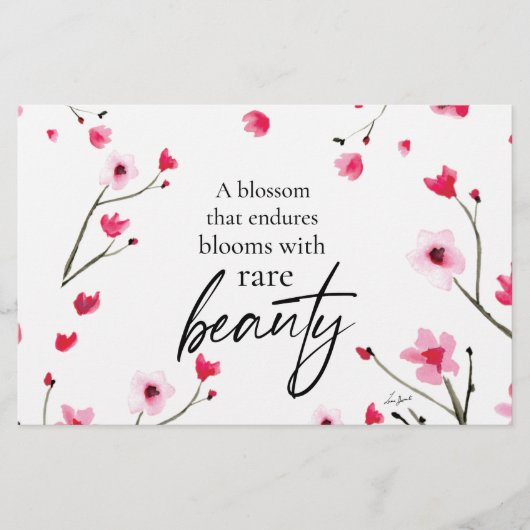Inspirerend Cherry Blossom Waterverf Quote Briefpapier (Voorkant)