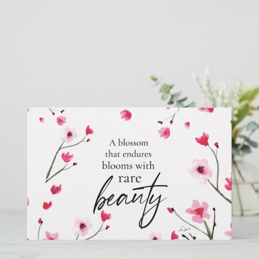 Inspirerend Cherry Blossom Waterverf Quote Briefpapier (Staand voorkant)