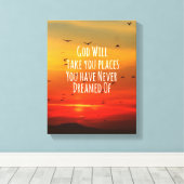 Inspirerend Christelijk citaat: God zal Canvas Afdruk (Insitu (Houten vloer))