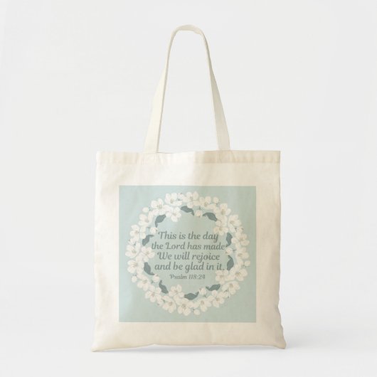 Inspirerend Christelijk Psalm 118:24 Leuke Bloemen Tote Bag (Voorkant)