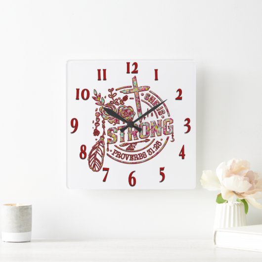 Inspirerend Christelijke bijbelvers Vierkante Klok (Huis)