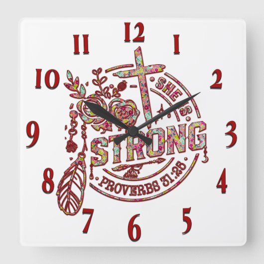 Inspirerend Christelijke bijbelvers Vierkante Klok (Voorkant)