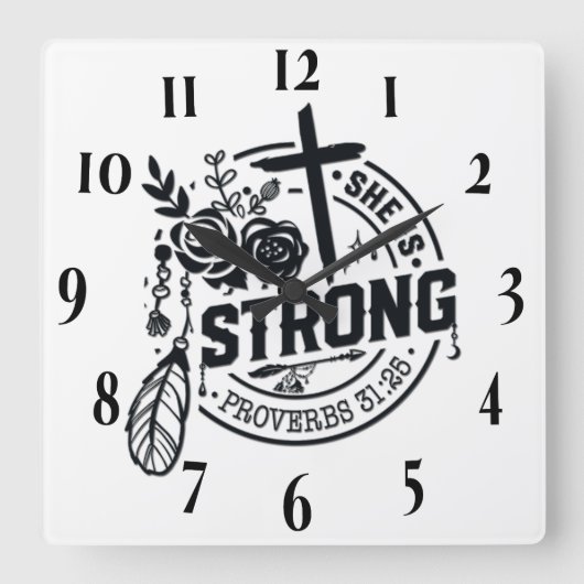 Inspirerend Christelijke bijbelvers Vierkante Klok (Voorkant)