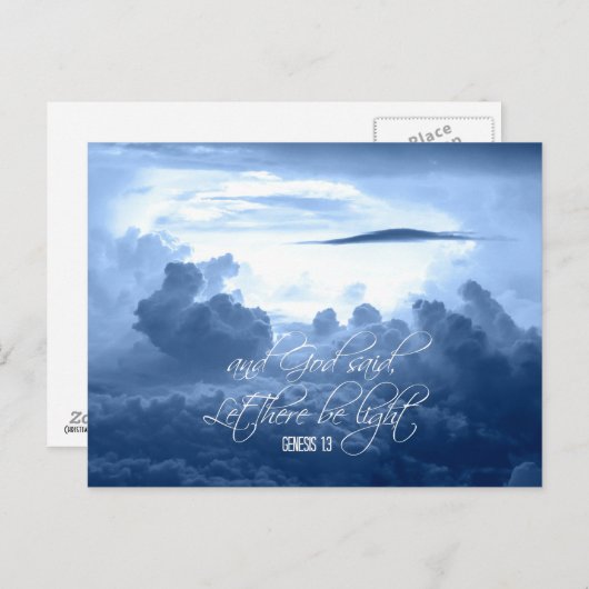 Inspirerend Christelijke verzen: Laat er licht zij Briefkaart (Voorkant / Achterkant)