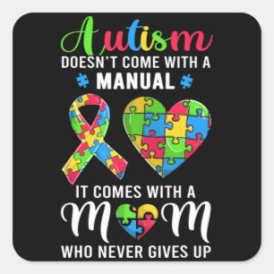 Inspirerend Citaat Autism Mam Shirt Autism Awaren Vierkante Sticker