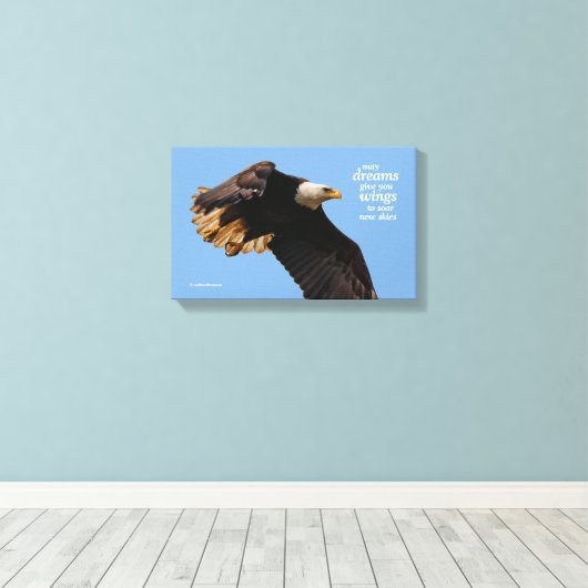 Inspirerend Citaat Bald Eagle in vlucht Canvas Afdruk (Insitu (Houten vloer))