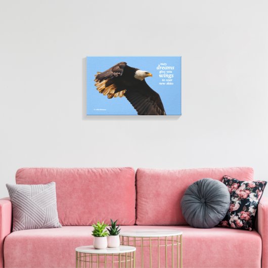 Inspirerend Citaat Bald Eagle in vlucht Canvas Afdruk (Insitu (Woonkamer))