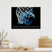 Inspirerend Citaat Basketball Blue Artwork Poster (Keuken)