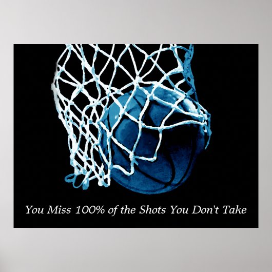 Inspirerend Citaat Basketball Blue Artwork Poster (Voorkant)