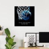 Inspirerend Citaat Basketball Blue Square Poster (Thuiskantoor)