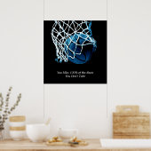 Inspirerend Citaat Basketball Blue Square Poster (Keuken)