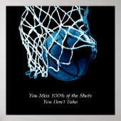 Inspirerend Citaat Basketball Blue Square Poster (Voorkant)