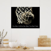 Inspirerend Citaat Basketball  Sepia Poster (Keuken)