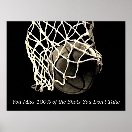 Inspirerend Citaat Basketball  Sepia Poster (Voorkant)