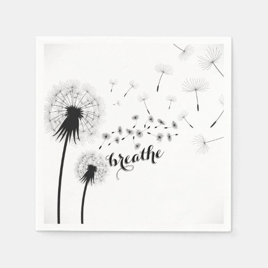 Inspirerend citaat BREATHE Modern Dandelion Servet (Voorkant)