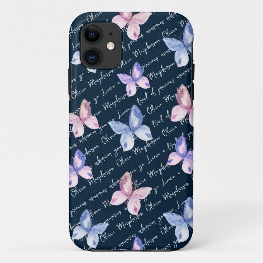 Inspirerend Citaat Butterflies Monogram Case-Mate iPhone Case (Achterkant)