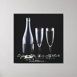Inspirerend Citaat Champagne Flute Black White Canvas Afdruk