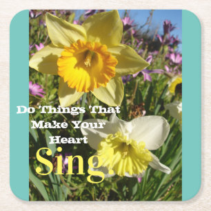 Inspirerend citaat Daffodil Spring Floral Kartonnen Onderzetters
