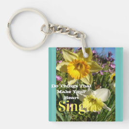Inspirerend citaat Daffodil Spring Floral Sleutelhanger