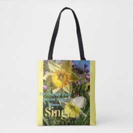 Inspirerend citaat Daffodil Spring Floral Tote Bag