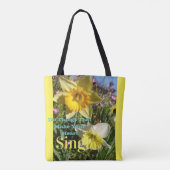 Inspirerend citaat Daffodil Spring Floral Tote Bag (Achterkant)