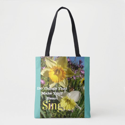 Inspirerend citaat Daffodil Spring Floral Tote Bag (Voorkant)