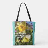 Inspirerend citaat Daffodil Spring Floral Tote Bag (Achterkant)