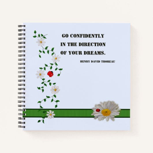 Inspirerend Citaat, Daisies en Ladybugs Notitieboek (Voorkant)