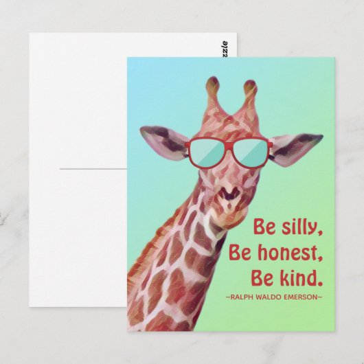 Inspirerend Citaat Emerson be Gekke Fun Giraffe Briefkaart (Voorkant / Achterkant)