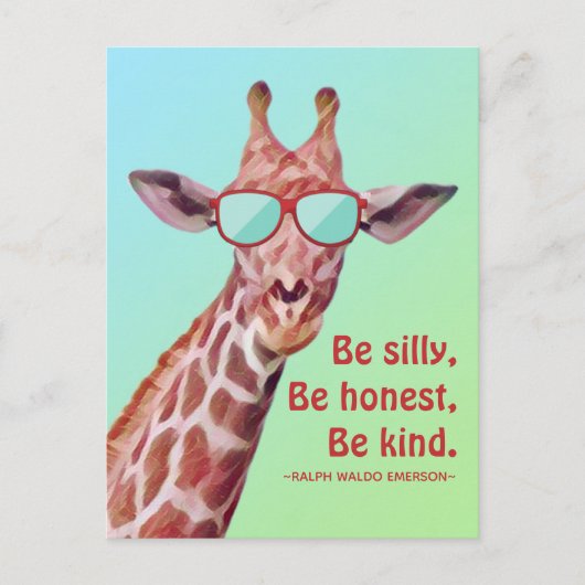 Inspirerend Citaat Emerson be Gekke Fun Giraffe Briefkaart (Voorkant)