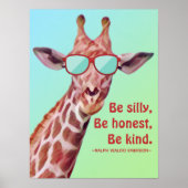 Inspirerend Citaat Emerson be Gekke Fun Giraffe Poster (Voorkant)