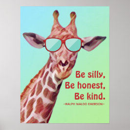 Inspirerend Citaat Emerson be Gekke Fun Giraffe Poster