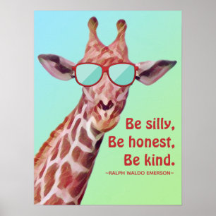 Inspirerend Citaat Emerson be Gekke Fun Giraffe Poster