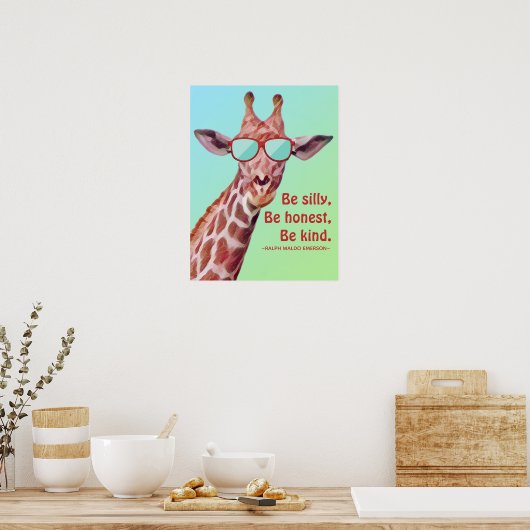 Inspirerend Citaat Emerson be Gekke Fun Giraffe Poster (Keuken)