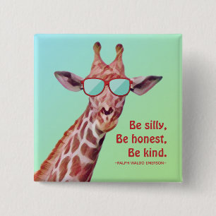 Inspirerend Citaat Emerson be Gekke Fun Giraffe Vierkante Button 5,1 Cm