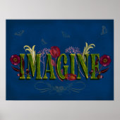 Inspirerend Citaat  Florals Stel je voor Poster (Voorkant)