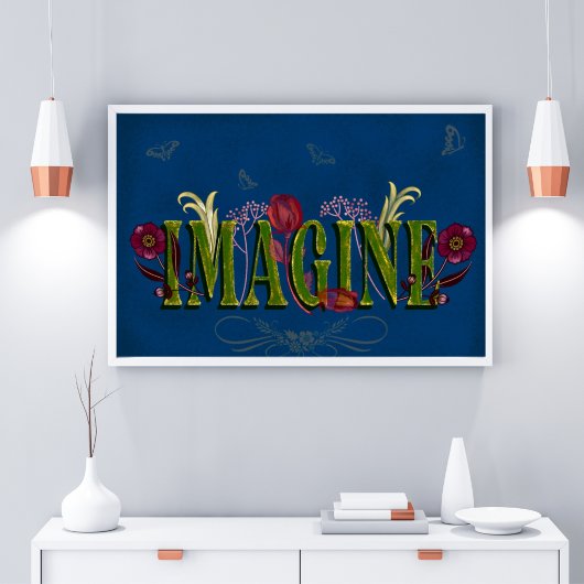 Inspirerend Citaat  Florals Stel je voor Poster
