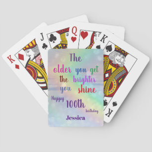 Inspirerend citaat Happy 100th Birthday Name Pokerkaarten