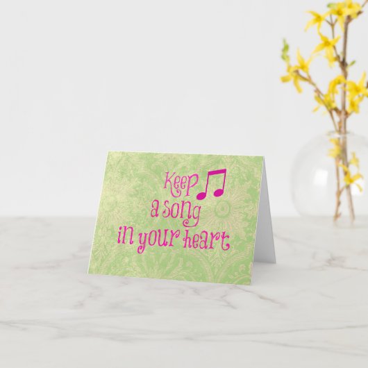 Inspirerend Citaat: Houd een Lied in uw Hart Kaart (Gele Bloem)