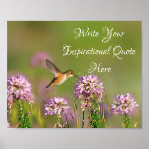 Inspirerend Citaat Hummingbird and Wildflower Poster