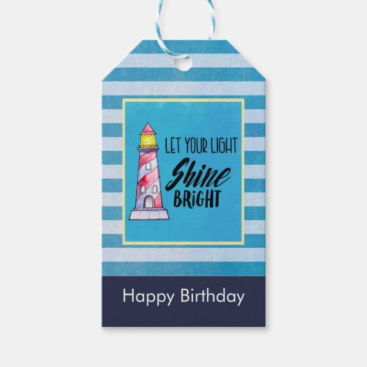 Inspirerend Citaat Lighthouse Typografie Birthday Cadeaulabel (Voorkant)